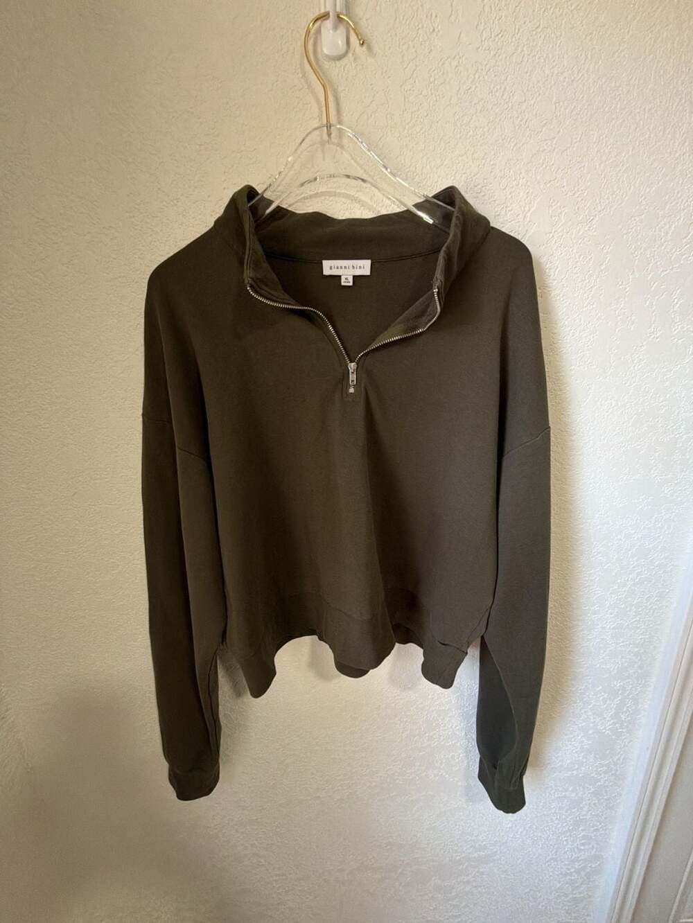 Gianni Bini Half-Zip Pullover Size XL Green Cotton Blend